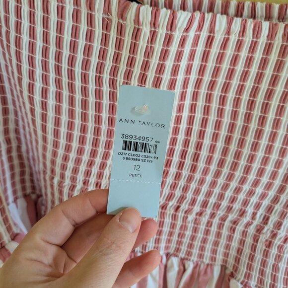 NWT Ann Taylor Petite Striped Maxi Flare Dress 12P - Picture 6 of 6